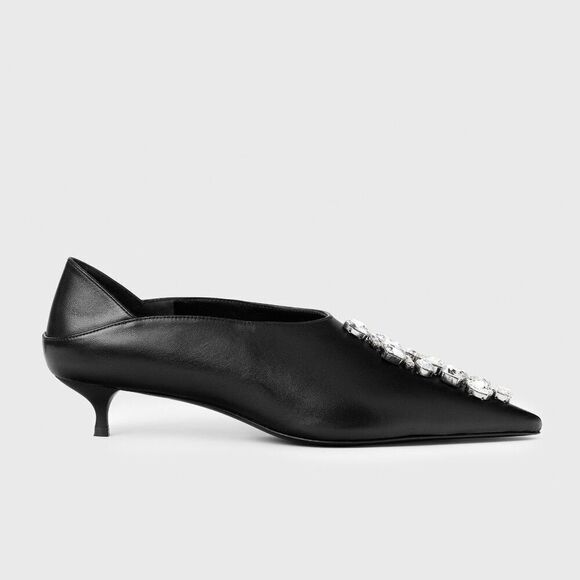 Practical Magic Black Leather Heels with Crystals - Picture 3 of 14